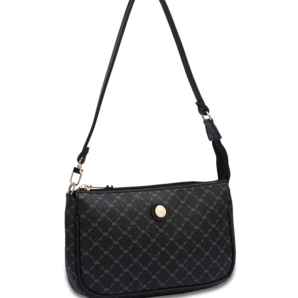 Rioni Designer Shoulder Fender Bag - Brown and Gold NEW